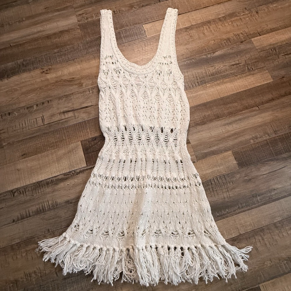 Victoria's Secret White Crochet Beach Cover Up Dress Sz M